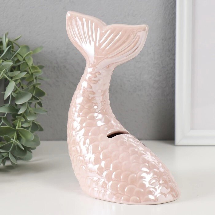 Копилка керамика 'Хвост русалки' розовый перламутр 16х9х18,8 см от компании Интернет-магазин "Flap" - фото 1