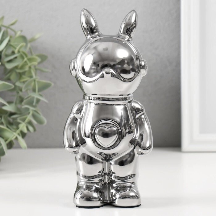 Копилка керамика 'Кролик' серебро 6х8,5х18 см от компании Интернет-магазин "Flap" - фото 1