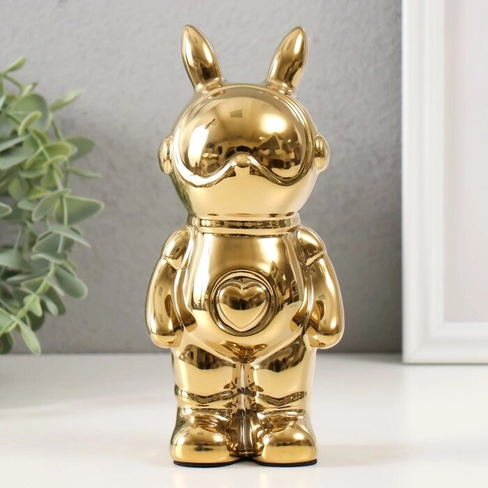 Копилка керамика 'Кролик' золото 6х8,5х18 см от компании Интернет-магазин "Flap" - фото 1