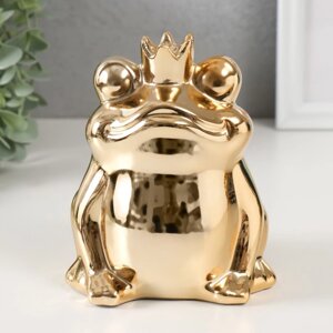 Копилка керамика 'Золотая лягушка в короне' 12х10,5х15 см