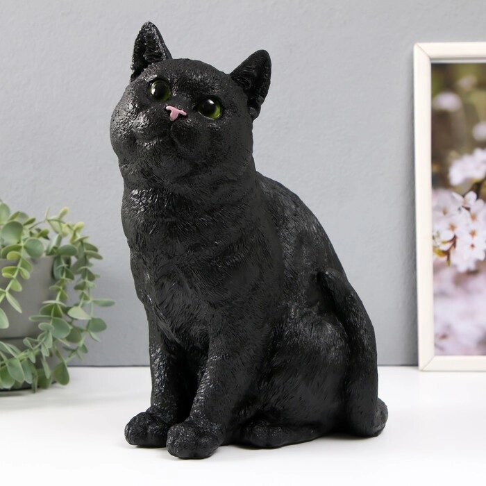 Копилка  'Кошка Черная окраска' высота 31,5 см, ширина 16 см, длина 24 см. от компании Интернет-магазин "Flap" - фото 1