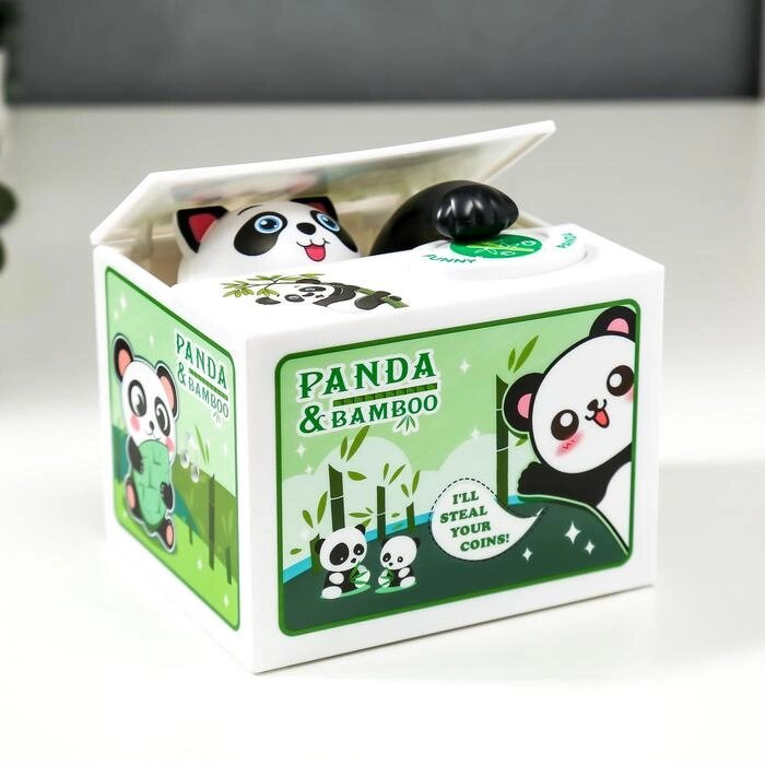 Копилка пластик 'Панда прячет монетки' 9х12х10 см от компании Интернет-магазин "Flap" - фото 1