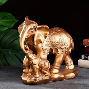 Копилка 'Слон со слоненком' бронза, 15х27см