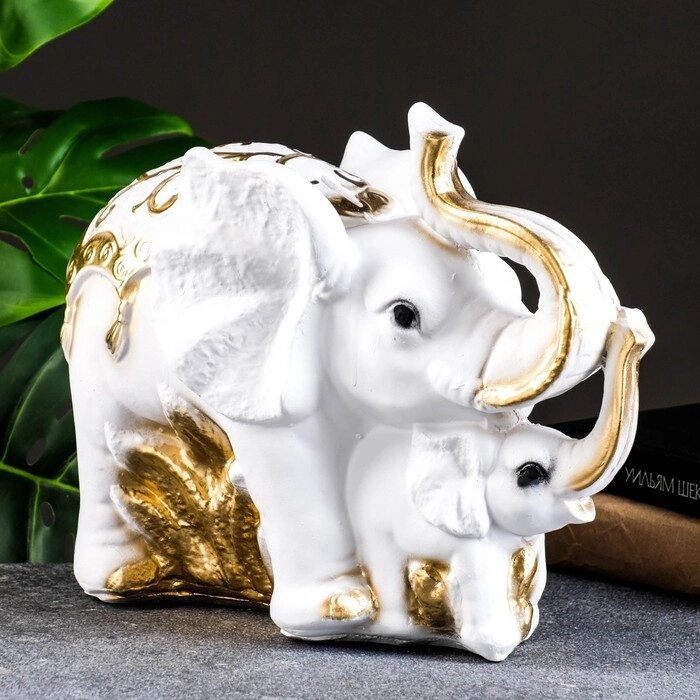 Копилка 'Слон со слонёнком' золотой, 16х33х25см МИКС от компании Интернет-магазин "Flap" - фото 1