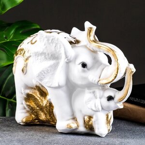 Копилка 'Слон со слонёнком' золотой, 16х33х25см МИКС