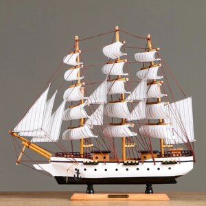Корабль 'Бонавентур' с белыми парусами, белый корпус, 49*10*43см