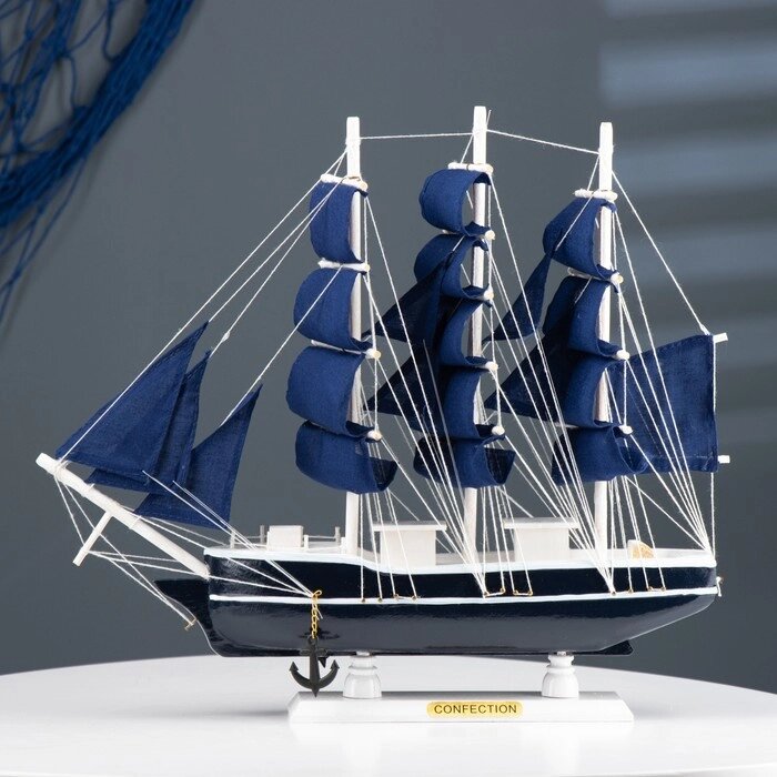 Корабль 'Диана' трехмачтовый с синими парусами, 40*9*36см от компании Интернет-магазин "Flap" - фото 1