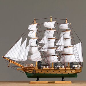 Корабль 'Одиссея' с белыми парусами, зелено-коричневый корпус, 58*8*48см