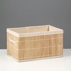 Короб складной для хранения, 20х30 см Н 17 см, бамбук, подкладка, ткань , микс
