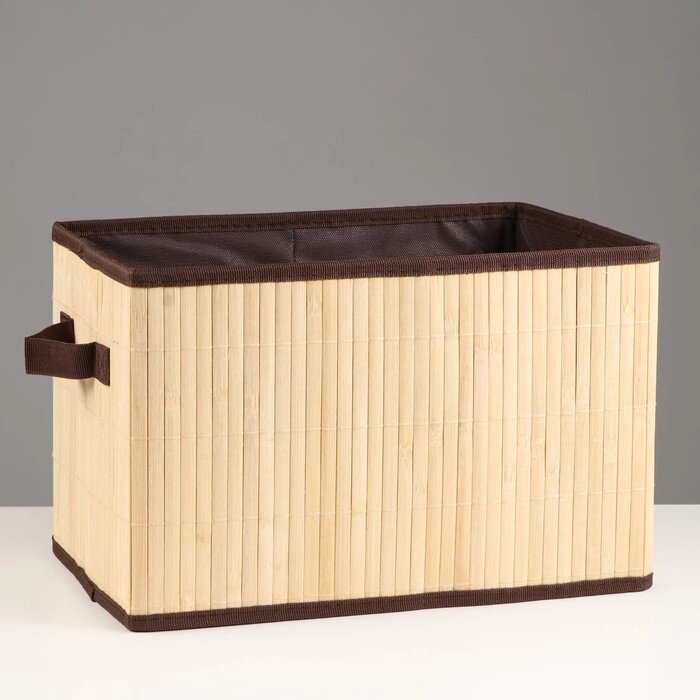 Короб складной для хранения, 28х38 см Н 23 см, бамбук, подкладка, ткань, микс от компании Интернет-магазин "Flap" - фото 1
