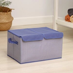 Короб стеллажный для хранения 'Полосы'44,5x30x24,5 см, цвет синий