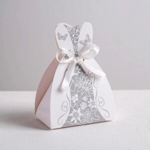 Коробка бонбоньерка, упаковка подарочная, свадебная, упаковка подарочная, Платье невесты'6.6 х 9.6 см (комплект из 5