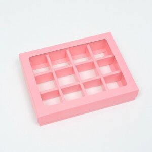 Коробка для конфет, 12 шт, розовая, 19 х 15 х 3,5 см (комплект из 5 шт.)
