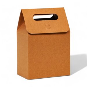 Коробка-пакет с ручкой, крафт, 19 х 14 х 8 см (комплект из 5 шт.)