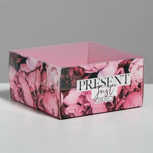 Коробка под бенто-торт с PVC крышкой, кондитерская упаковка 'Present'12 х 6 х 11.5 см (комплект из 5 шт.)