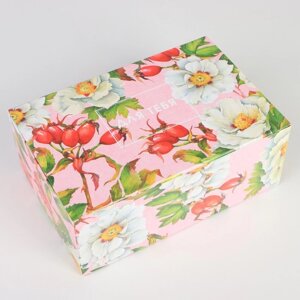 Коробка подарочная сборная, упаковка, Цветы'18 х 12 х 8 см