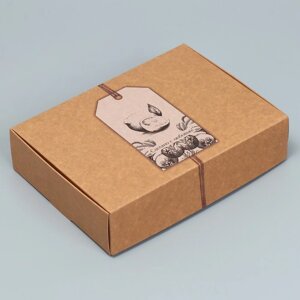 Коробка подарочная складная крафтовая, упаковка, Сделано с любовью'21 х 15 х 5 см