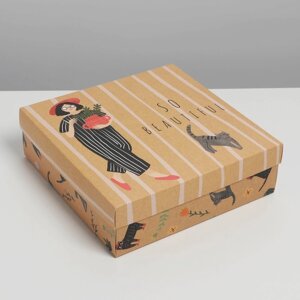 Коробка подарочная складная, упаковка, Кошки'26 х 26 х 8 см