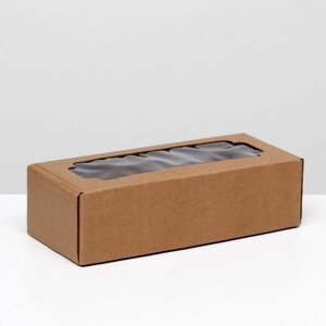 Коробка самосборная, с окном, бурая, 32 х 13 х 9 см (комплект из 5 шт.)
