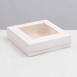 Коробка складная, крышка-дно,с окном, белая, 30 х 30 х 8 см (комплект из 5 шт.)