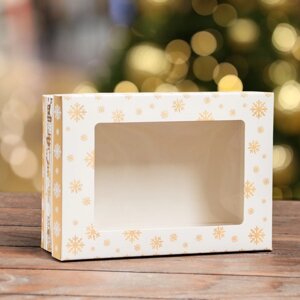Коробка складная, крышка-дно, с окном 'Счастливого Нового Года' 21 х 15 х 7 см (комплект из 5 шт.)