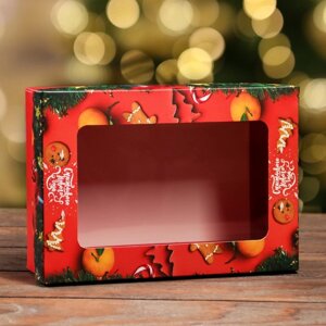 Коробка складная, крышка-дно, с окном 'Счастливого Нового Года' 24 х 17 х 8 см (комплект из 5 шт.)