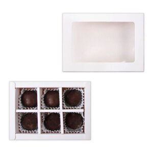 Коробка складная под 6 конфет, белая, 13,7 х 9,8 х 3,8 см