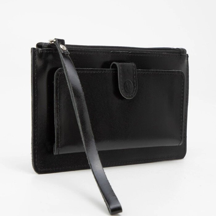 Кошелёк на молнии TEXTURA, с ручкой, цвет чёрный от компании Интернет-магазин "Flap" - фото 1