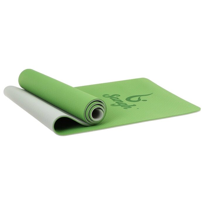 Коврик для йоги Sangh, 183x61x0,8 см, цвет зелёный от компании Интернет-магазин "Flap" - фото 1