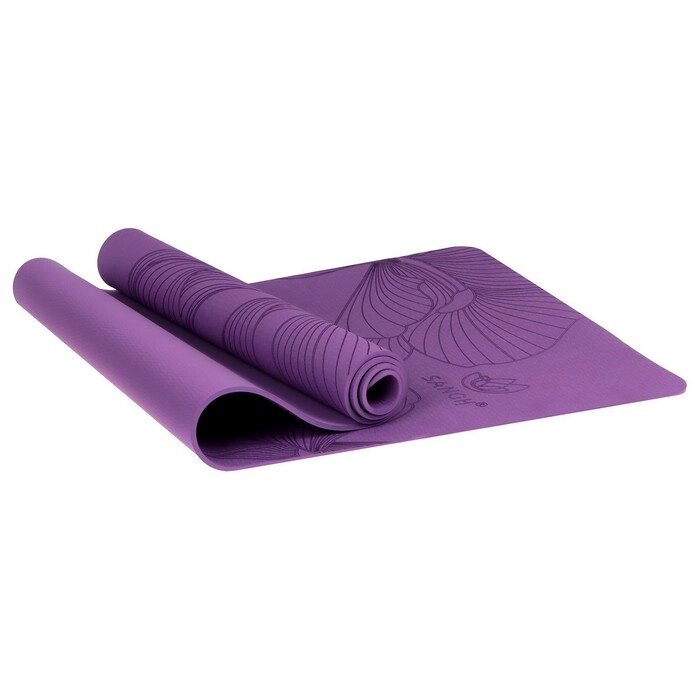 Коврик для йоги Sangh Flowers, 183х61х0,6 см, цвет фиолетовый от компании Интернет-магазин "Flap" - фото 1
