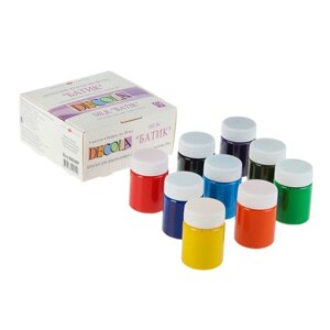 Краска по ткани (шелку), набор 9 цветов х 50 мл, ЗХК Decola 'Батик' акриловая на водной основе,4441449)