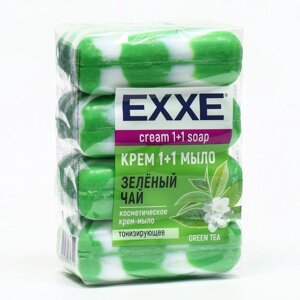 Крем-мыло Exxe 1+1, Зеленый чай'зеленое полосатое, 4 шт. по 90 г