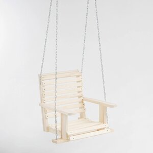 Кресло большое подвесное на цепи, деревянное, сиденье 50x65см