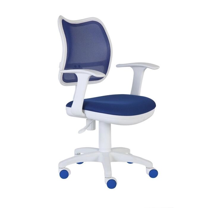 Кресло Бюрократ, с подлокотником, синий, спинка сетка, белый пластик, CH-W797/BL/TW-10 от компании Интернет-магазин "Flap" - фото 1