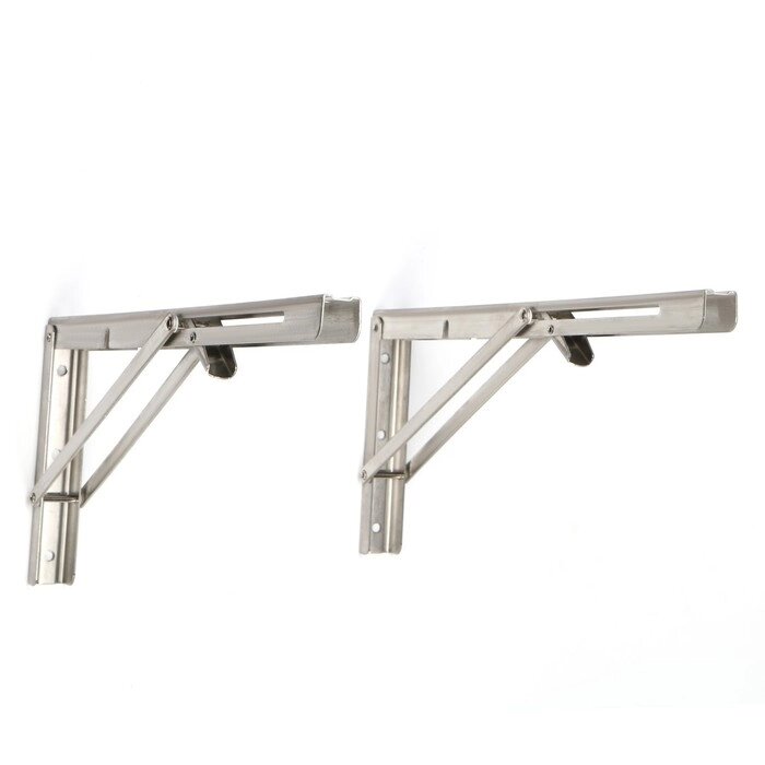 Кронштейн складной для столов и полок ТУНДРА, 2 шт., длина 400 мм, нержавеющая сталь от компании Интернет-магазин "Flap" - фото 1