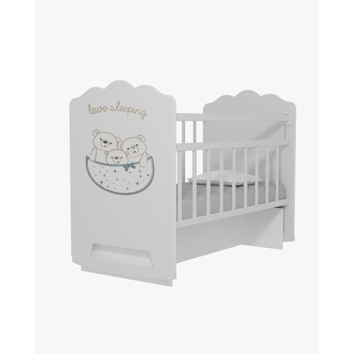 Кровать детская Love Sleeping колесо-качалка с маятником (белый) (1200х600) от компании Интернет-магазин "Flap" - фото 1