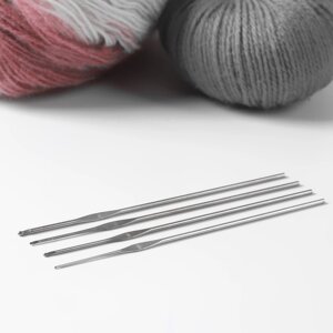 Крючки для вязания металлические 'Рукодельница'd 1/1,2/1,6/2 мм, 13,5 см, 4 шт (комплект из 3 шт.)