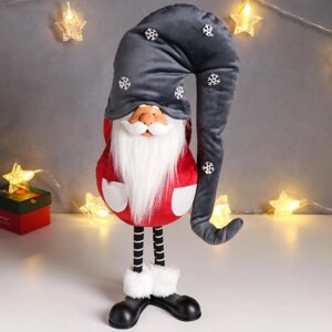 Кукла интерьерная 'Дед Мороз в бордовом кафтане, в сером колпаке со снежинками' 42х13х18 см 626011