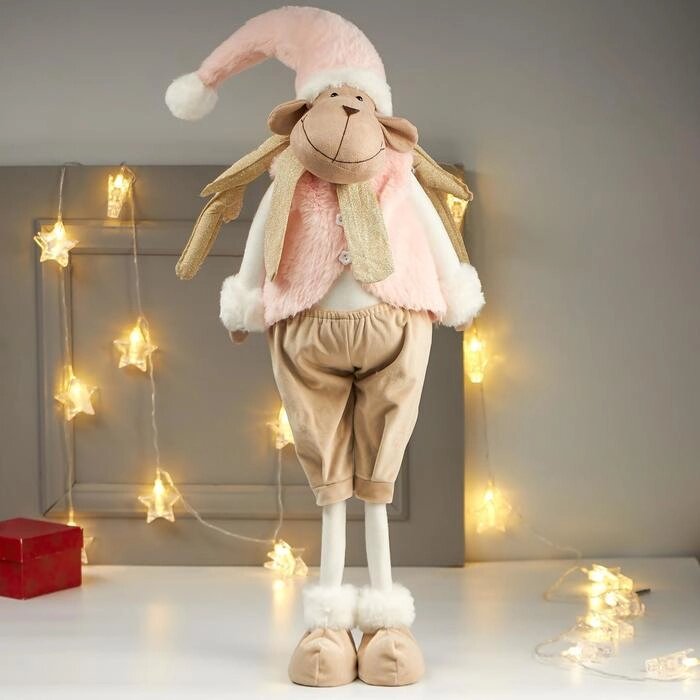 Кукла интерьерная 'Лосик в розовом меховом жилете' 85х15х27 см от компании Интернет-магазин "Flap" - фото 1