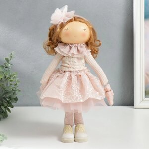 Кукла интерьерная 'Малышка Ася в розовом, с медведем' 36х13х15,5 см