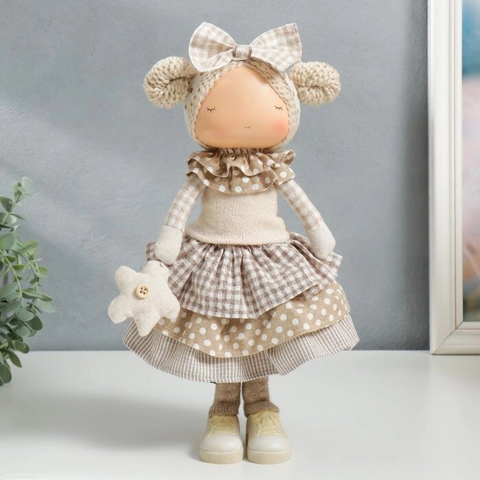 Кукла интерьерная 'Малышка с бантом в волосах, с цветочком' 35,5х13,5х20 см от компании Интернет-магазин "Flap" - фото 1