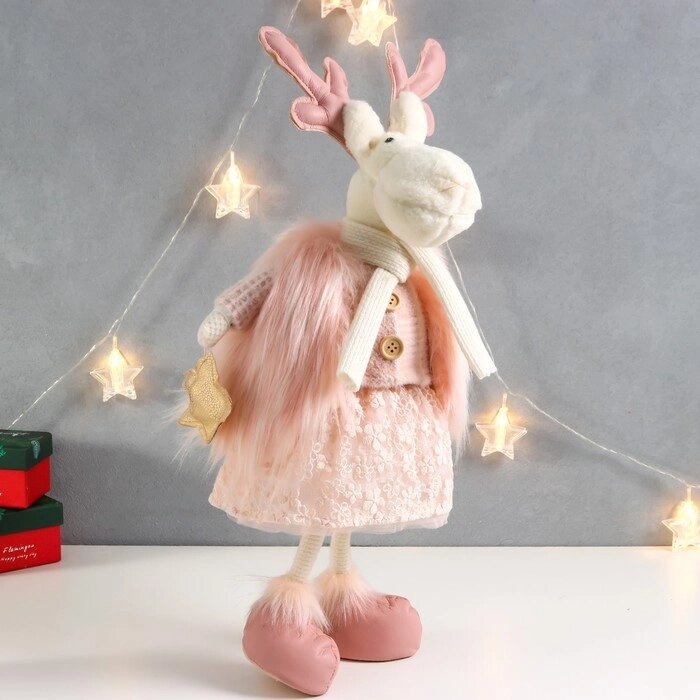Кукла интерьерная 'Олениха в розовом наряде со звёздочкой' 26х19х52 см от компании Интернет-магазин "Flap" - фото 1