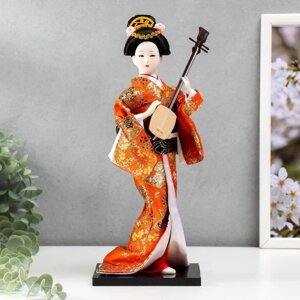 Кукла коллекционная 'Гейша с музыкальным инструментом' 32х12,5х12,5 см