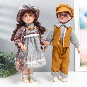 Кукла коллекционная парочка 'Ирина и Артём, полоска и клетка' набор 2 шт 40 см