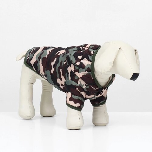 Куртка для собак 'Боец' с капюшоном, размер L (ДС 35, ОГ 42 см), камуфляж