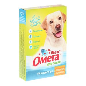 Лакомство Омега Nео+Здоровые суставы' для собак, с глюкозамином и коллагеном, 90 табл