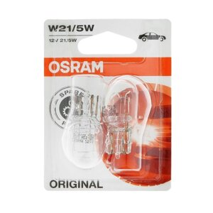 Лампа автомобильная Osram, W21/5W, 12 В, 21/5 Вт, набор 2 шт, 7515-02B