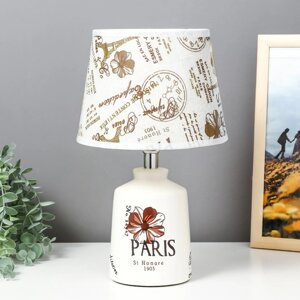 Лампа настольная с абажуром 'Париж с цветком' бутыль Е14 40W 20х20х33 см RISALUX