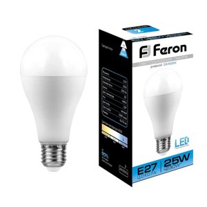 Лампа светодиодная FERON LB-100, A65, E27, 25 вт, 230 в, 6400 к, 2200 лм, 220, 135 х 65 мм