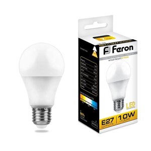 Лампа светодиодная FERON, Шар'Е27, 10 Вт, 230 В, 2700 К